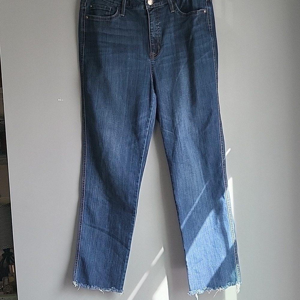 Seven7 fringe cuff straight leg jeans
